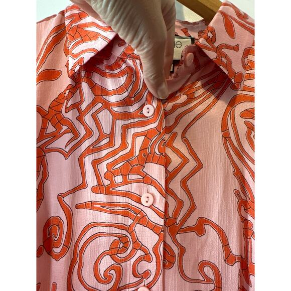 Alexis Prima Abstract Crepe Mini Shirt Dress Vermilli Red Size M - Picture 8 of 14